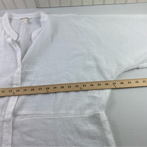 H&M Women’s White Gauzy Lightweight Button-Front Kaftan Cover-Up Sz 14 - Picture 10 of 12
